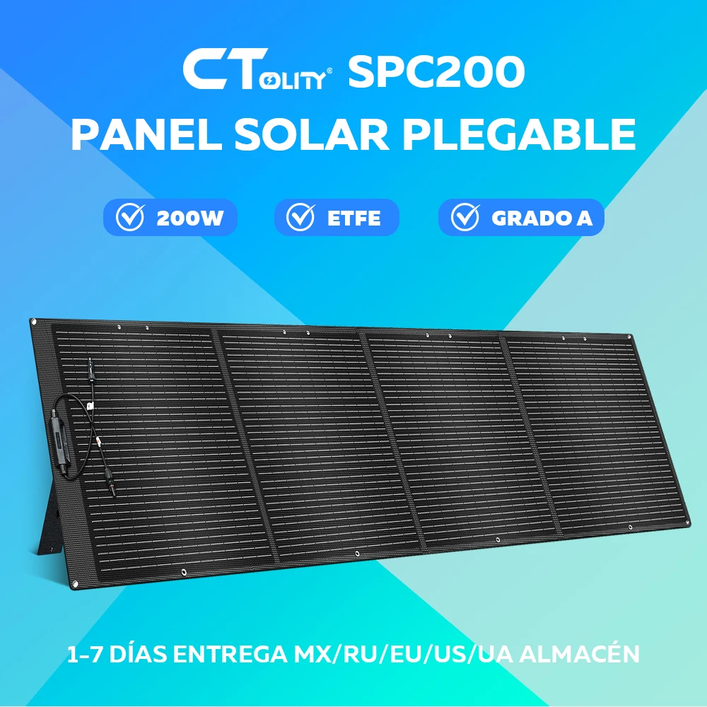 CTOLITY SPC200 Panel Solar plegable grado A 200W ETFE IP68 impermeable alta eficiencia 23% 20,5 V generador Solar 16AWG 1M RV campamento