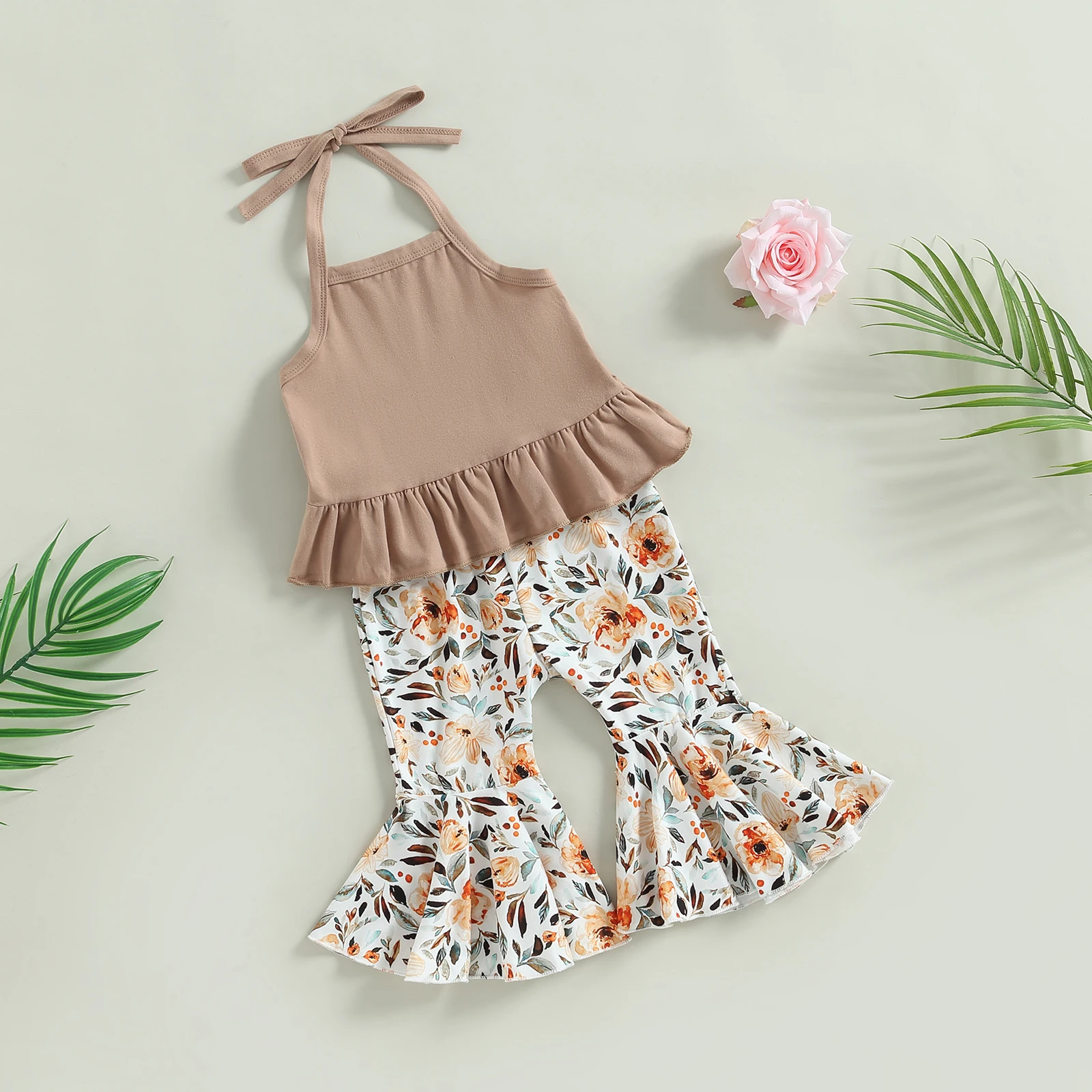 Baby Girl Halter Romper & Bell Bottoms 2
