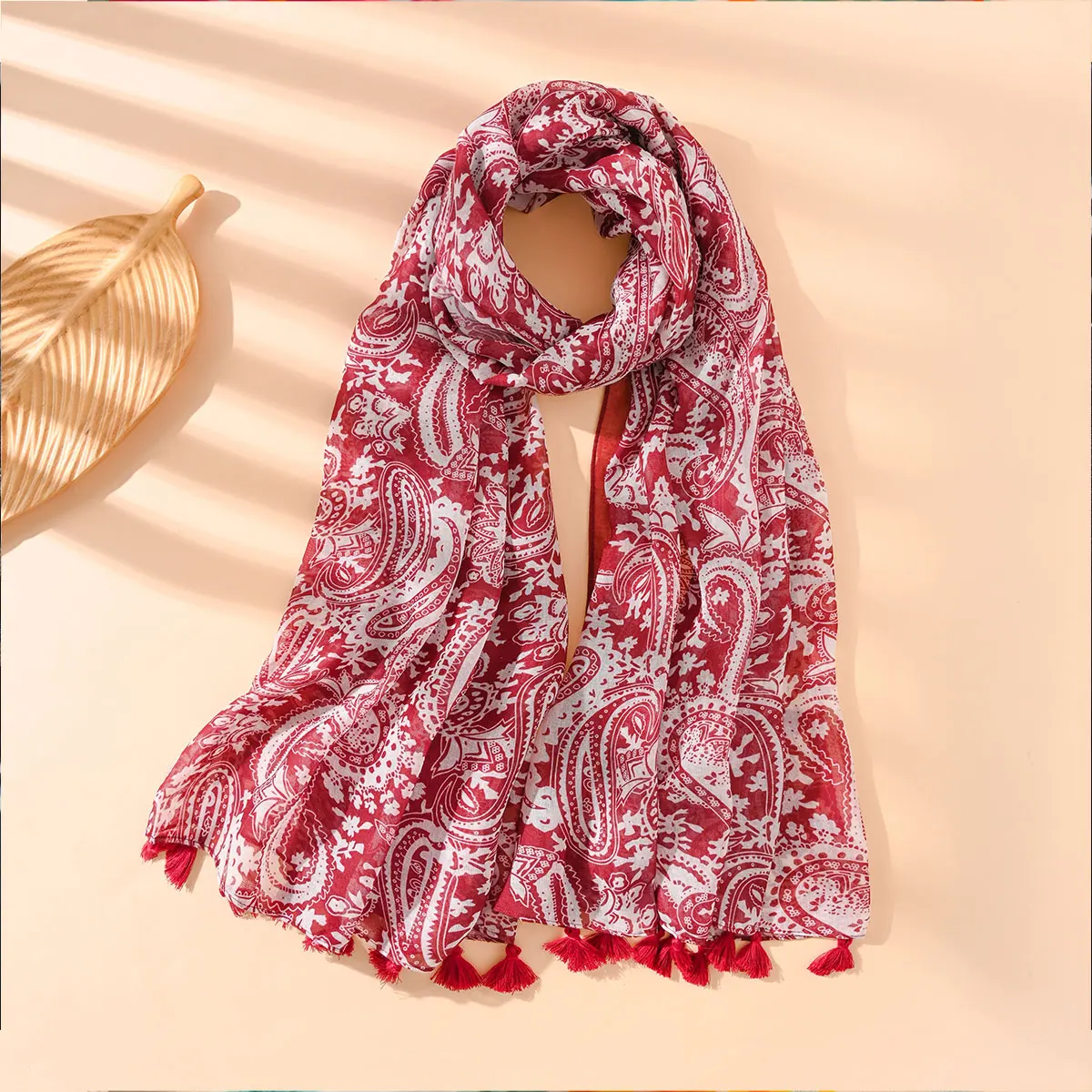 New Style Women Elegant Floral Scarves multicolour Shawls Bandana Fashion Design Hawaiian Style Tassel Sun Protection Shawls