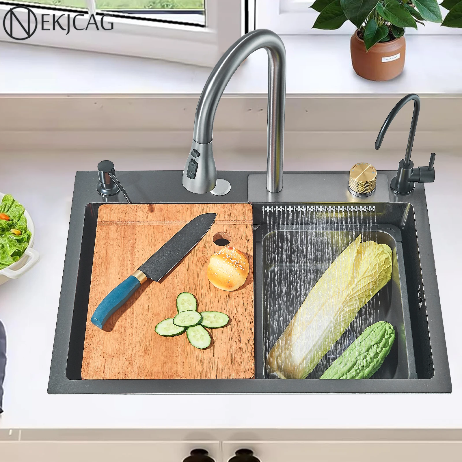 注目モデル！304ステンレス製シンク多機能流し台 錆がない台所の食器洗い器27 Amazon.co.jp: 簡易式キッチン用流し台、 304ステンレス製、蛇口