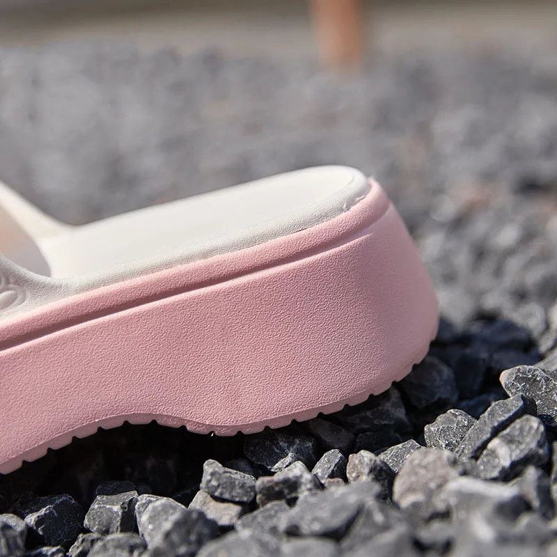 New indoor pink bowknot slipper ladies summer kawaii slides women's beach flip flops soft cloudy house slippers woman platform