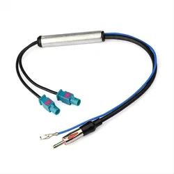 Enhanced Car Radio Antenna Adaptor with AM/FM Signal Booster and Dual Fakra - Din Aerial Converter (Black)