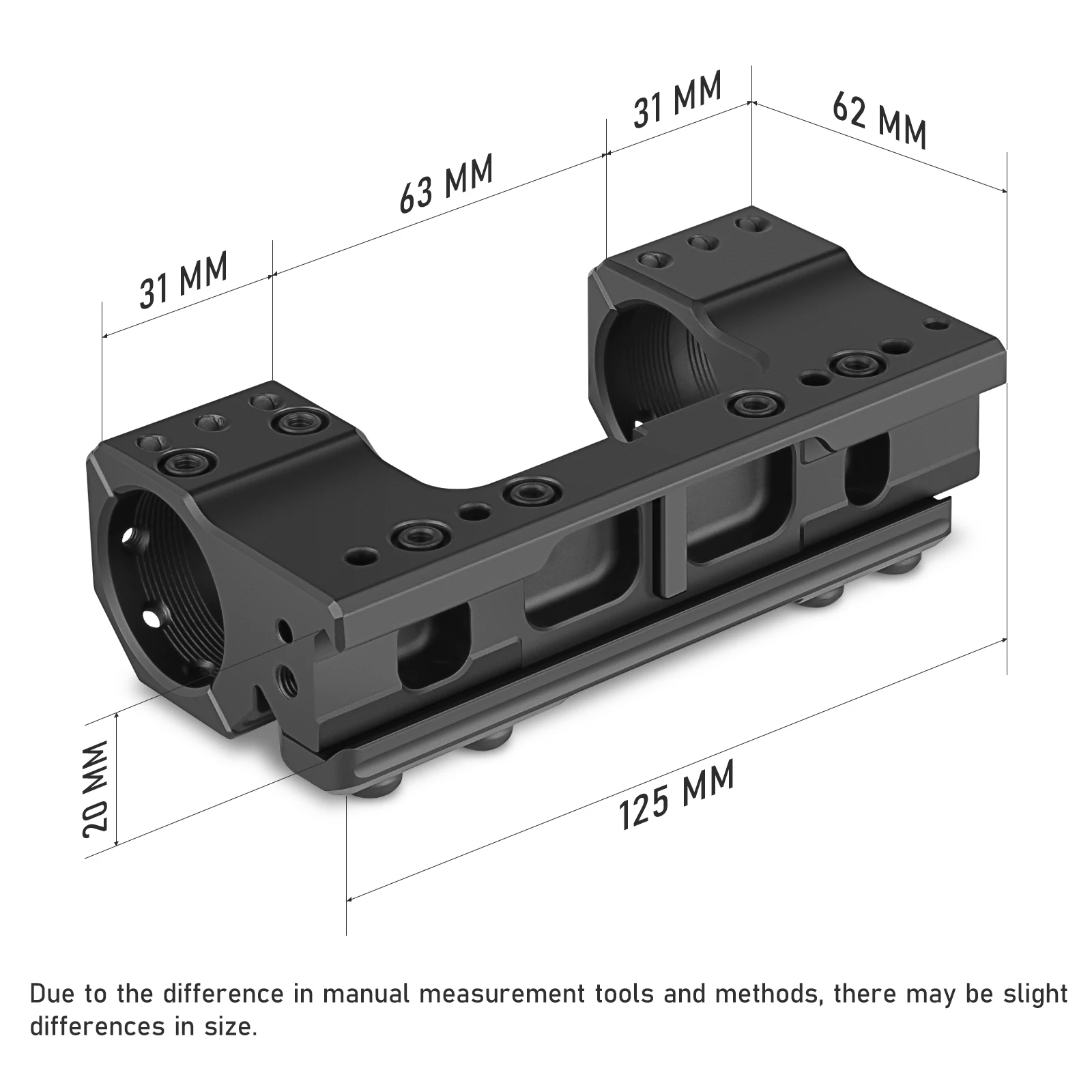 SPINA OPTICS 30mm tubo cannocchiale 38mm altezza 1.5 pollici 20mm montaggio su guida con superfici per accessori Red Dot Sight