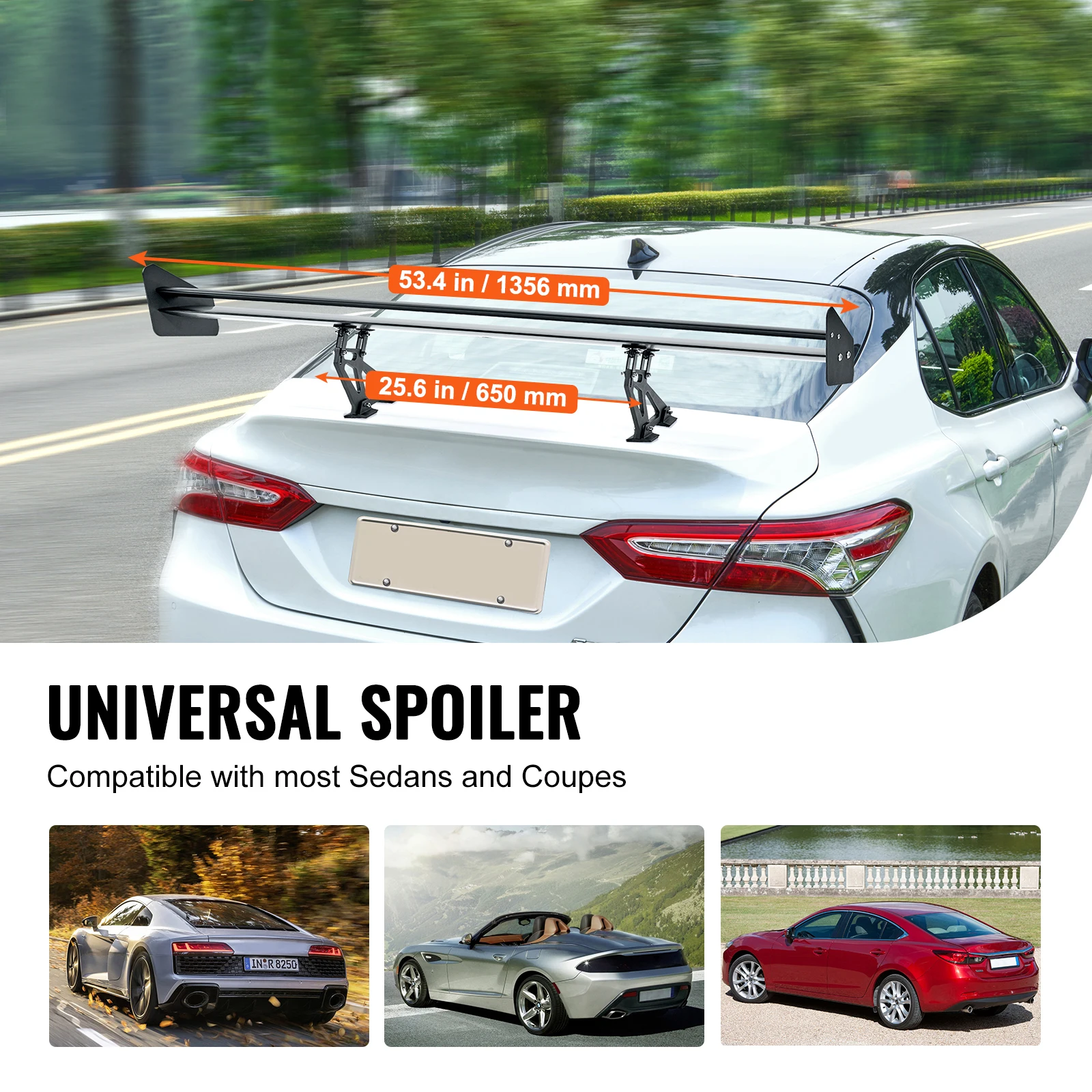 SucceBuy GT Wing Car Spoiler 53.1 inch Universal Spoiler with Double Deck Car Rear Spoiler Wing, Racing Spoiler BGW/JDM Drift