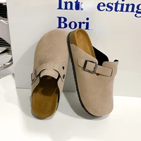 Classic Fashion Women's Suede Mules Slippers Men Clogs Cork Insole Sandals with Arch Support Outdoor Beach Slides Home Shoes 2