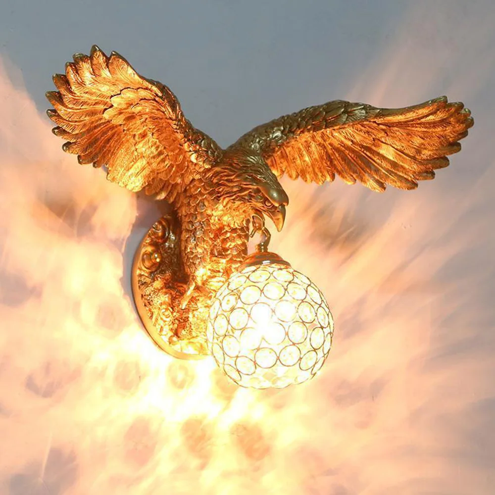 

Nordic Resin Eagle Wall Lamp Modern Gold Art Deco Led Wall Lamp Aisle Stairs Chinese Style Lamp Living Room Bedroom Bedside Lamp