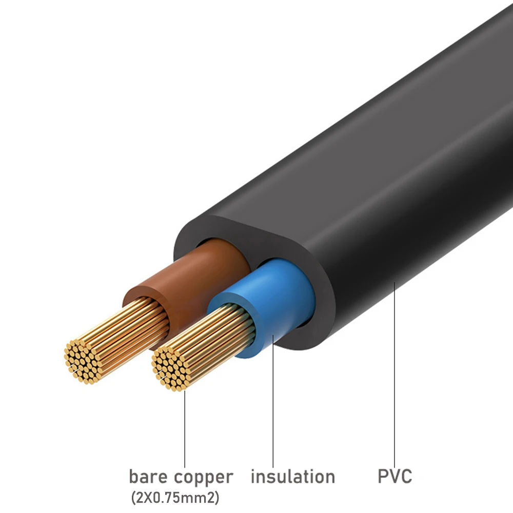 Enhanced European 2-Prong AC Power Extension Cable