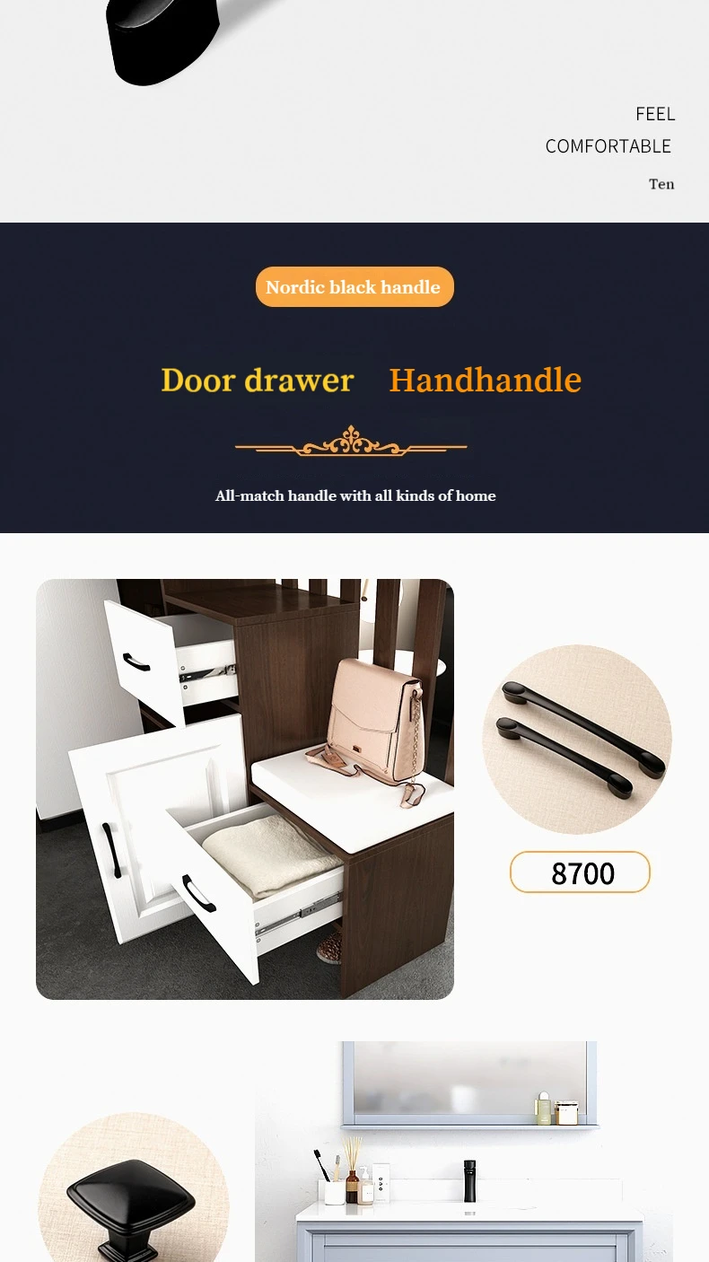 Description Picture 6 of itemStraight Handle Aluminum Alloy Black Light Luxury Furniture Hardware For Wardrobe Drawer Kitchen Door Cabinet Doors