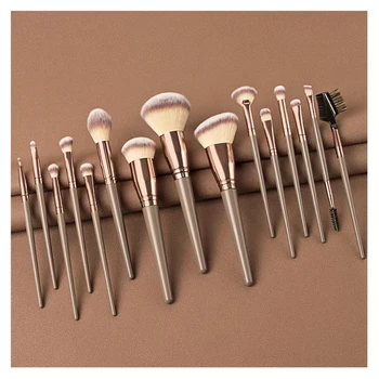 Set di pennelli per il trucco, kit di pennelli per il trucco viso e occhi da 15 pezzi - Pennello per fondotinta, polvere e fard, pennello per ombretto, eyeliner e sopracciglia, pennello illuminante