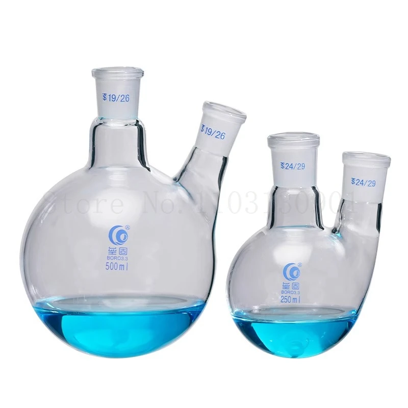 1pc 50ml-1000ml #24 Laboratory Distillation Flask Lab Straight/Oblique 2 Necks Round Bottom Glass Flasks