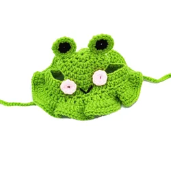 Cozy Knitted Pet Hat - Autumn Winter Cute Cat Accessory - S (Frog)