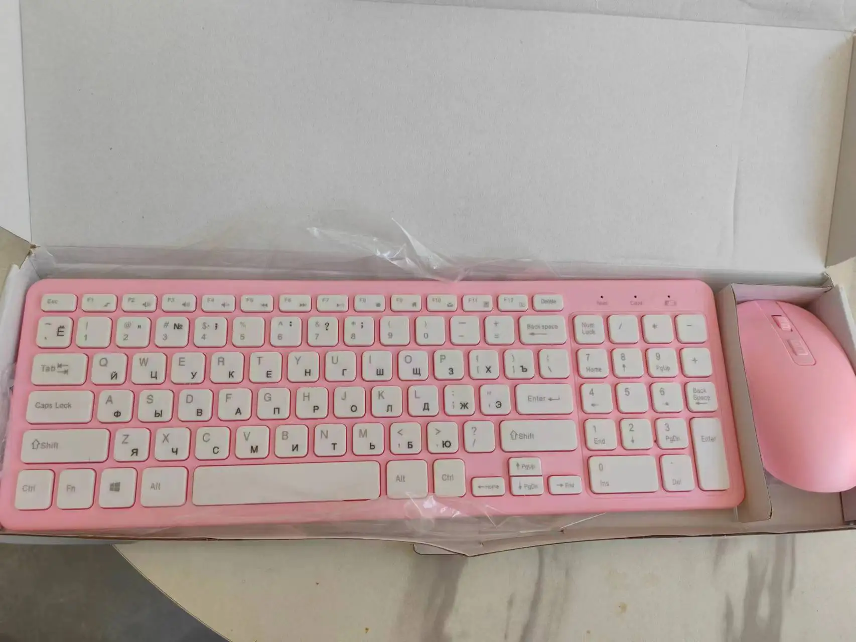 초콜릿 러시아어 초박형 USB 무선 키보드 및 마우스 콤보, 맥, 델, 화웨이 데스크탑 노트북, 홈 오피스용, 2.4G 패션