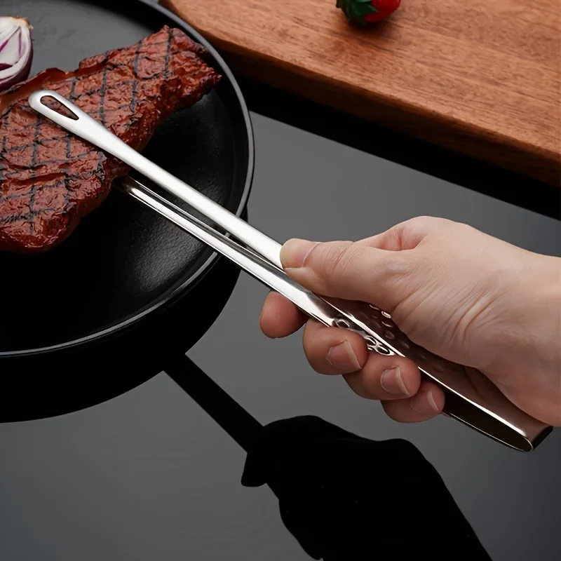 304 Stainless Steel Food Clip Extended Barbecue Tongs for Household & Grill Use