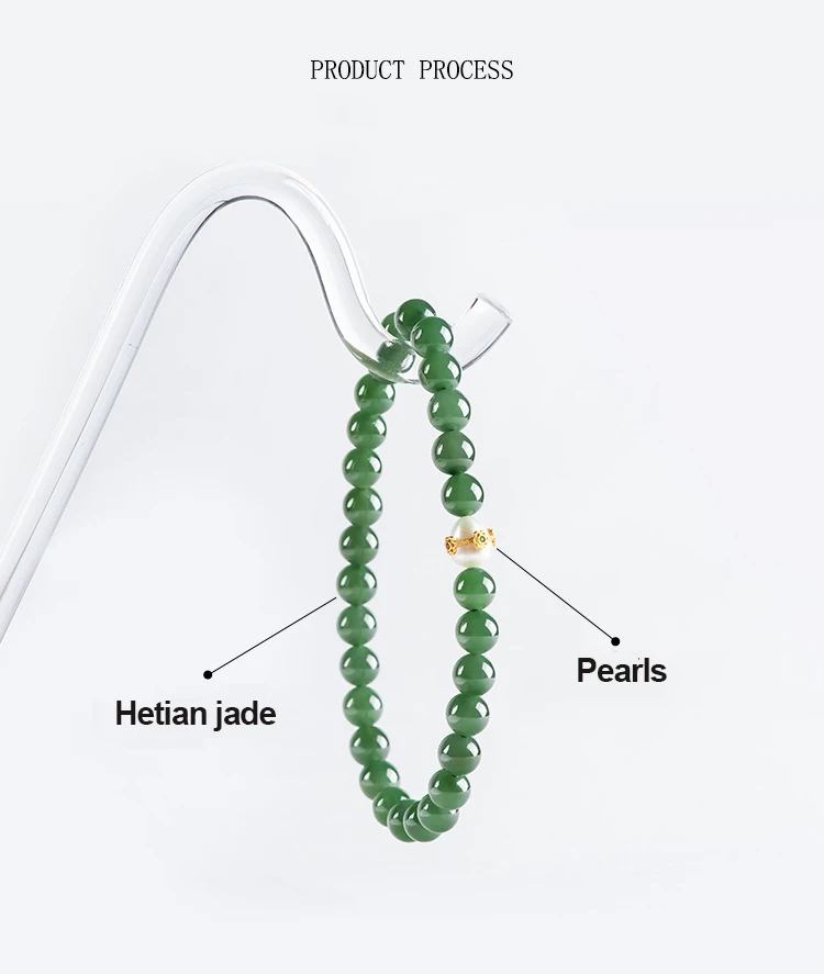 Natürliches altmodelles Hetian-Jade-Jaspis-Perlenarmband für Frauen, alter Stil, Edelstein-Hand, High-End-Geschenk, Unterstützung im Großhandel – Detail 3