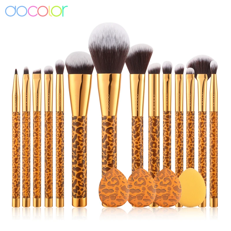 

Docolor 12pcs Makeup Brushes Eyeshadow Blush Foundation Powder Make up Brush Set Professional Natural Synthetic Contour Blending