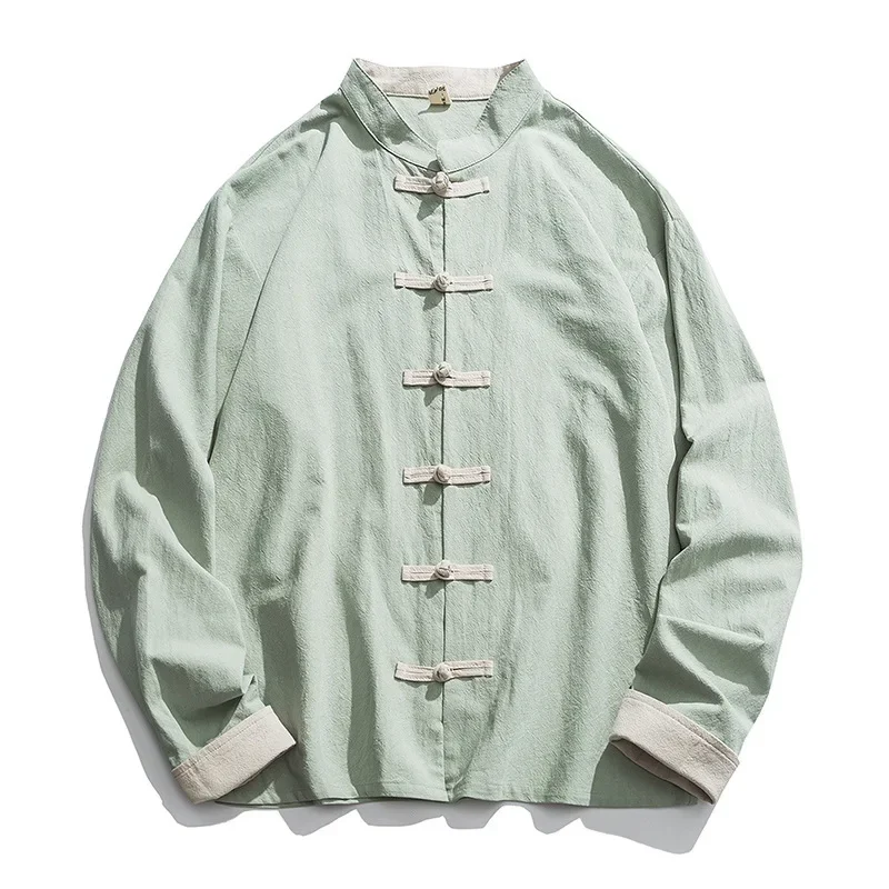남성용 리넨 한푸 상의 긴팔 당나라 정장, 쿵푸 셔츠, 가디건 코트, M-5XL 기모노 재킷, 중국 전통 의상, 2020 신상