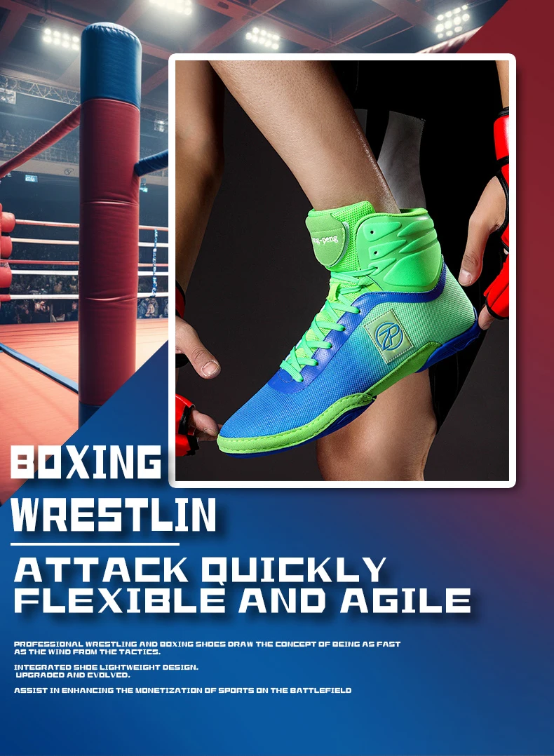 Description Picture 4 of itemNew Breathable Boxing Shoes Men Light Weight Boxing Boots Women Anti Slip Flighting Sneakers Big Size 46 Wrestling Shoes