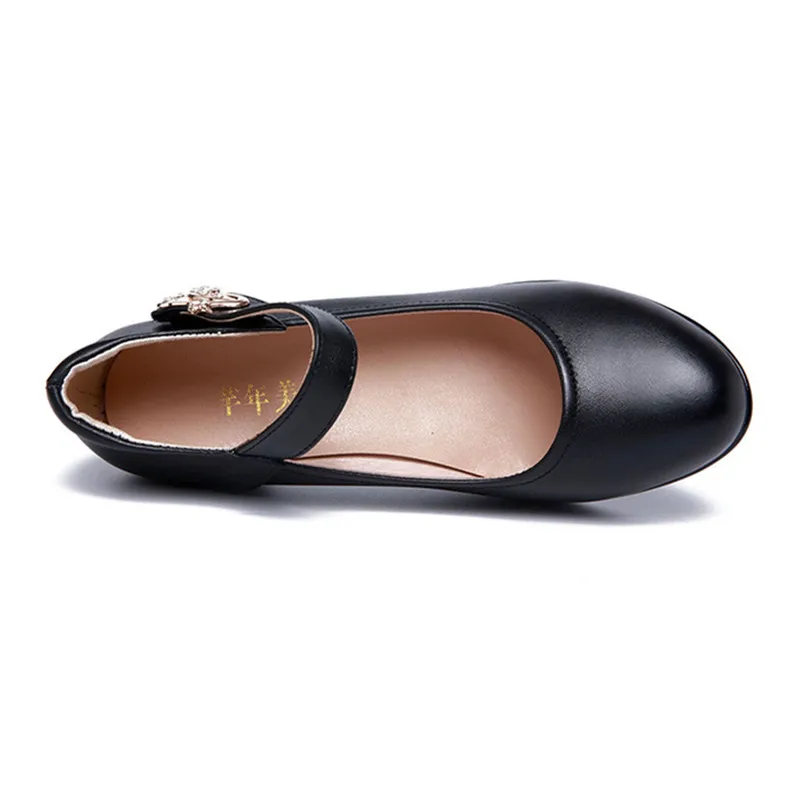 5cm Small Size 32-43 Shallow Crystal White Wedding Shoes Bride Platform Pumps 2024 Med Block Heels Mary Janes Office Mom Party