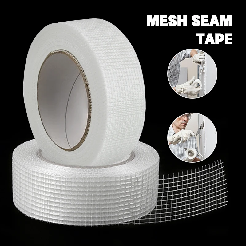 25m Glass Fiber Self-adhesive Mesh Tape Wall Crack Repairing Joints of Drywall Thermal Decorative Mesh Seam Tape Anti-cracking glass fiber mesh tape