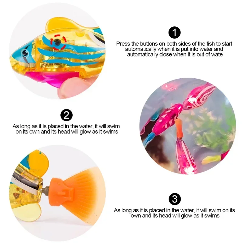 Electronic Fish Baby Summer Bath Toys Pet Cat Toy Swimming Robot Fish with LED Light Kids Water Swim Pool Bathtub Toy Funny Gift 5
