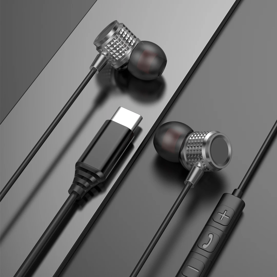 Premium USB C Metal Earbuds with Heavy Bass and Noise Reduction