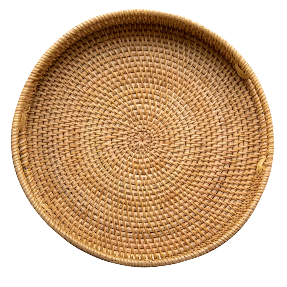 

Rattan Storage Basket Multipurpose Tray Jewelry Baskets Fruit Home Decorate Plate