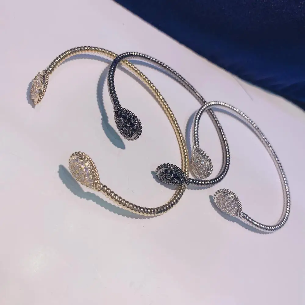 

Fashion Trendy New Designs Bangle Cuff For Women Wedding Full Cubic Zircon Crystal CZ Dubai Silver Color Party Bracelet B-159