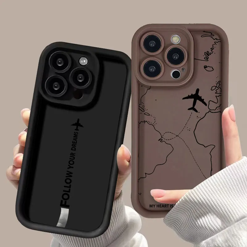 Airplane Route Design Soft Phone Case