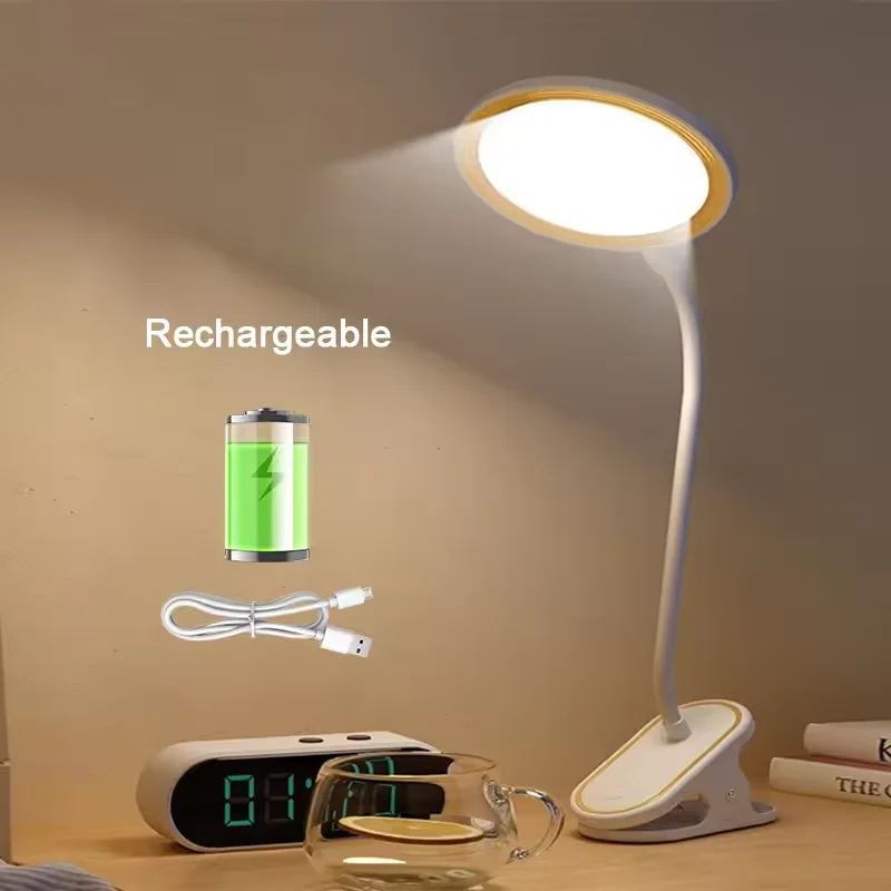 LED Table Lamp with USB Rechargeable Night Light and Touch-Dimming Eye Protection