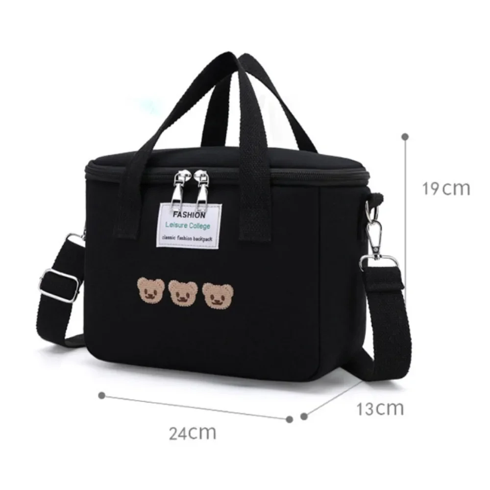 Cute Bear Lunch Bag Girls Insulated Canvas Cooler Handbag Aluminium Foil Thermal Food Box Family School Picnic Dinner Container