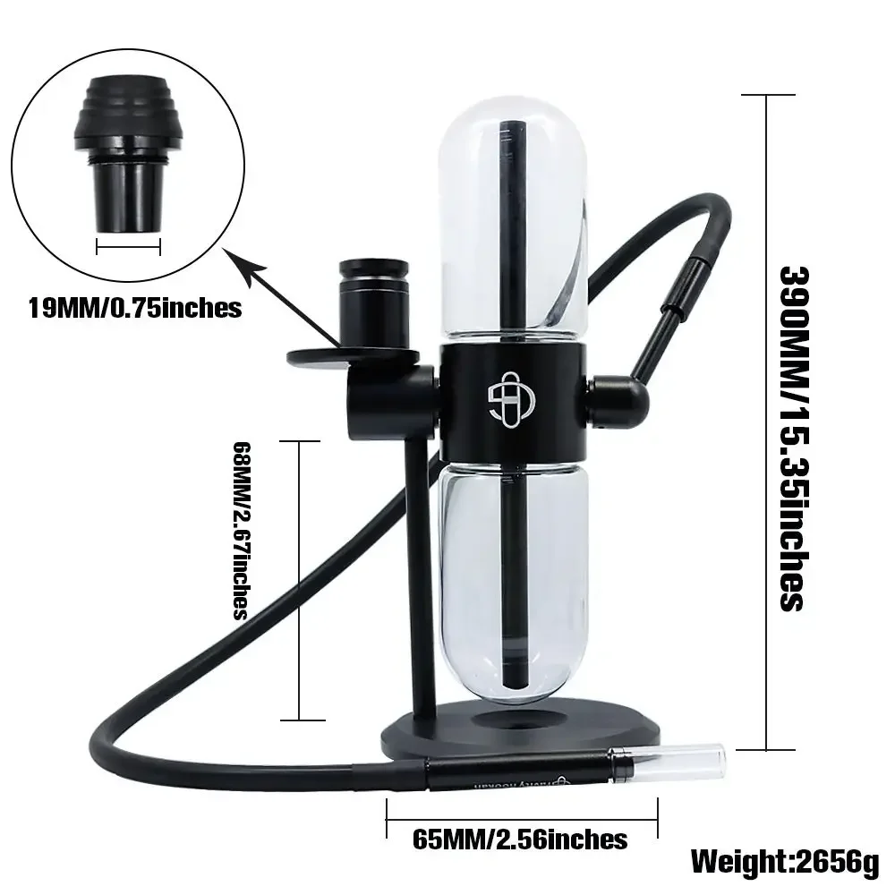 고품질 금속 중력 물 담뱃대 세트 360 회전 유리 Narguile Shisha 완료 세트 건조 허브 Accessorie 흡연을위한 물 파이프