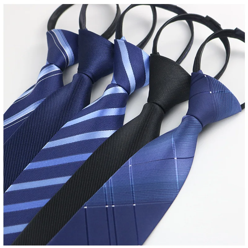 

Men's Tie Stripe Blue Business Tie Lazy Zipper Tie Spot Wholesale Easy Pull