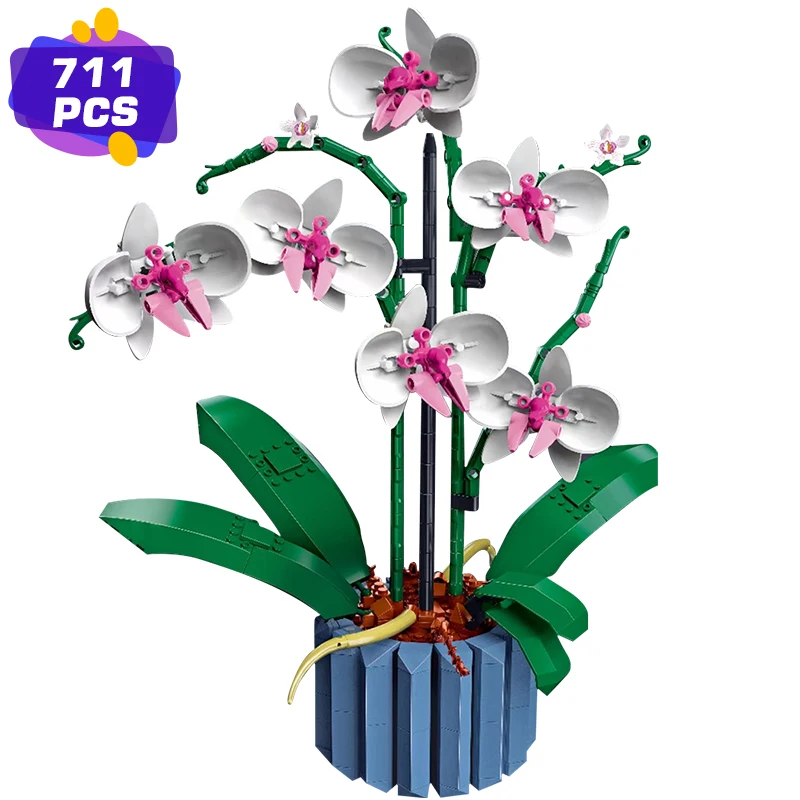 

MOC Orchid Succulents Flower Bouquet Building Blocks City Romantic Kit Friends DIY Assembly Bricks Toys for Girls Gift 10311