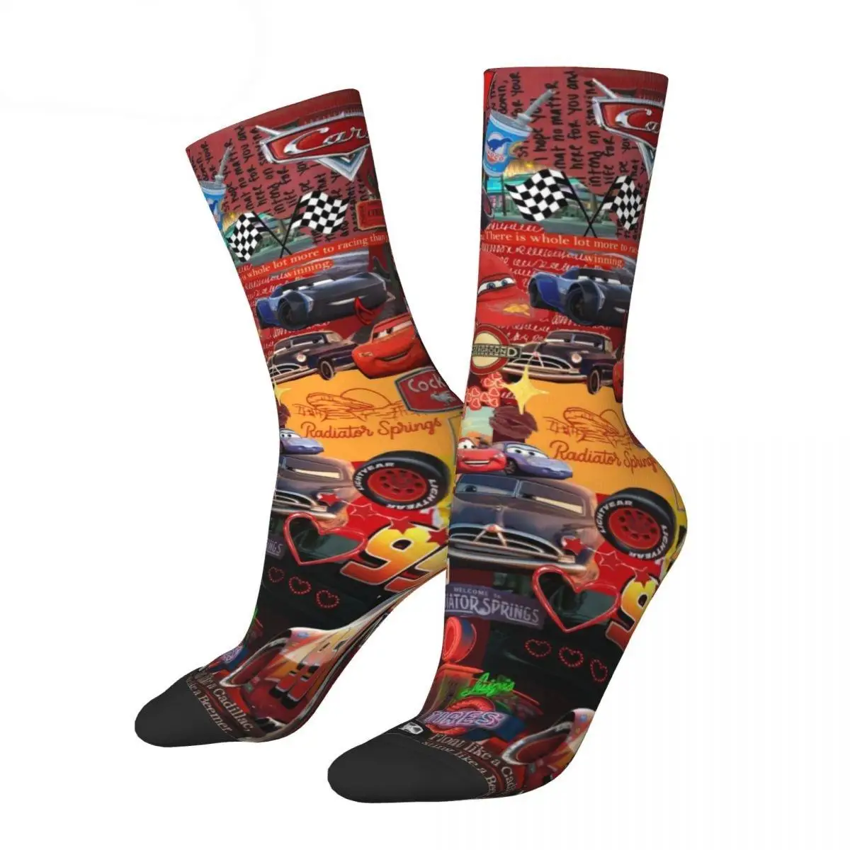 Autumn Winter Funny Women Men Lightning McQueen Cars Cartoon Socks New Breathable Basketball Socks