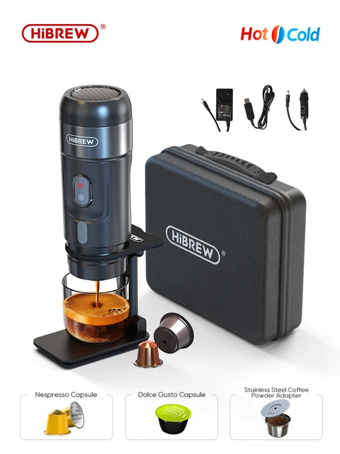 HiBREW-cafetera portátil para coche y hogar, máquina de café expreso de 12V  de CC, compatible con cápsula Nexpresso Dolce, H4A