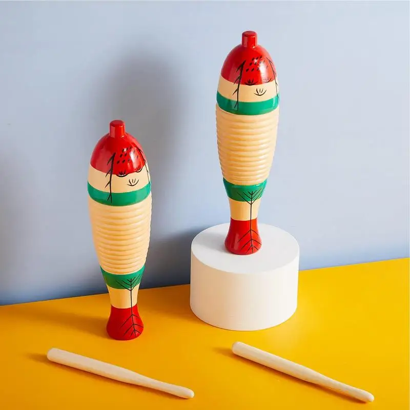 Toddler Musical Instruments Rhythm Toy Wooden Fish Frog Guiro Music Toys Baby Kid Child Early Educational Percussion With Mallet musical percussion instruments
