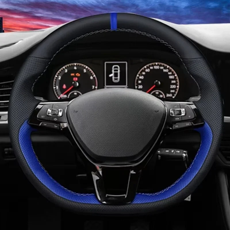 Customize DIY Suede Carbon Fiber Genuine Leather Car Steering Wheel Cover For Volkswagen Golf 7 Mk7 Passat B8 Car Interior