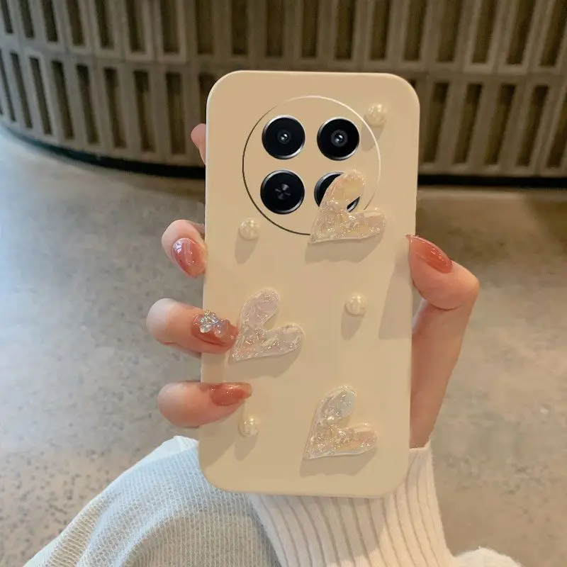 Laser Love Heart Pearls Soft Silicone TPU Phone Case