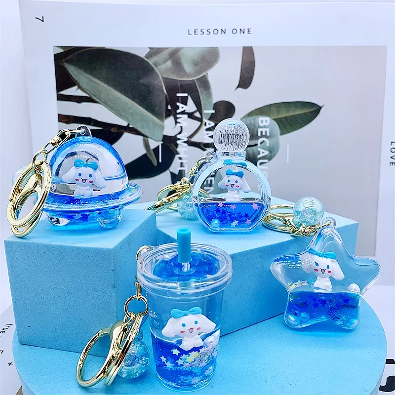 Cartoon Dirigible Quicksand Bottle Keychain Kawaii Cinnamoroll
