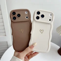 Elegant Two - Pack: Large Wave Design Phone Cases in Brown & White - iPhone 15 (Mixed Colors 2)
