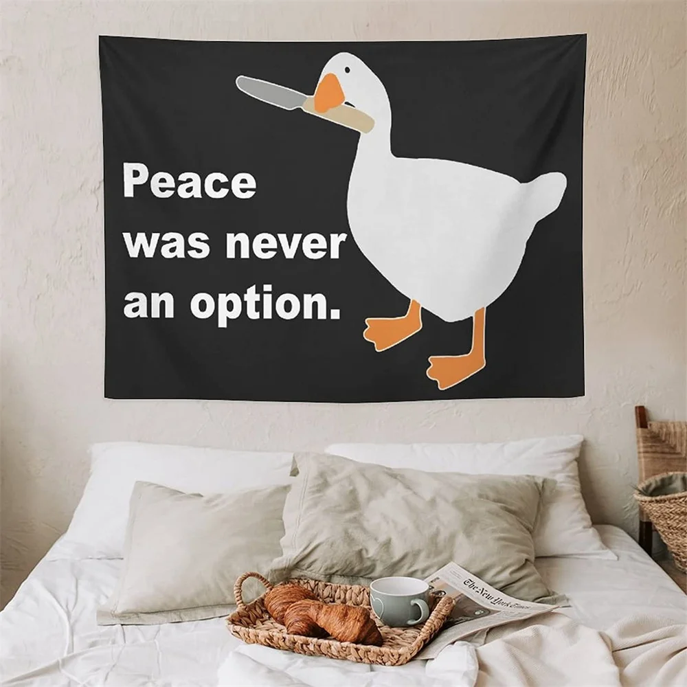 Peace Was Never An Option Tapestry Room Decor Aesthetic Goose Meme Tapestry Wall Hanging Background Carpets Home Decoration tapestry decorations