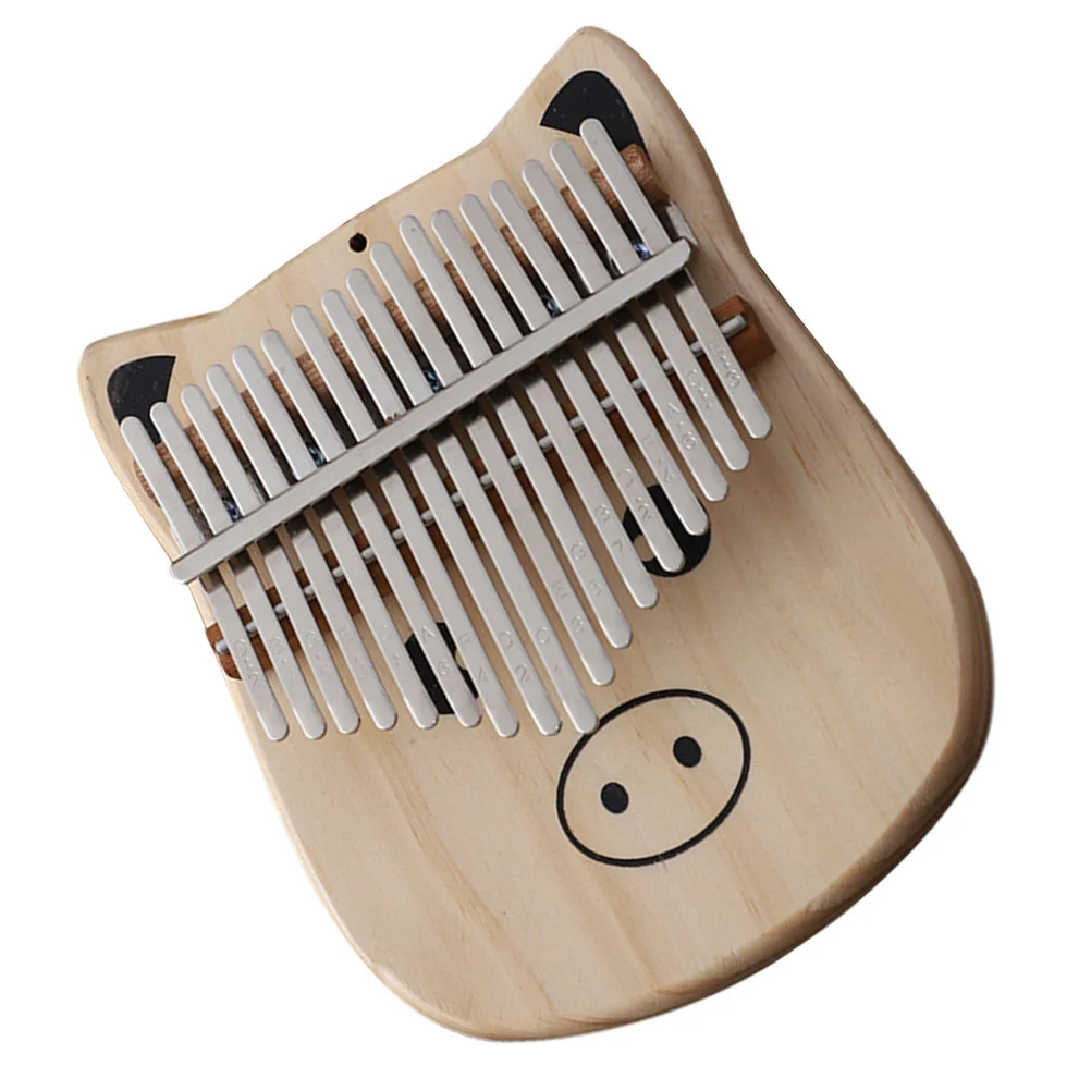 1pc Wooden Thumb Piano Kalimba 17-tone Cartoon Finger Piano for Music Lover Wooden Finger 17-tone