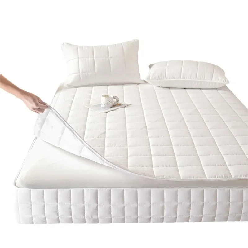 Six Sides Full Enclosed Mattress Protector Cover with Zipper Closure Thicken Quilted Mattress Topper Pad Luxury Soft Bed Sheet 4