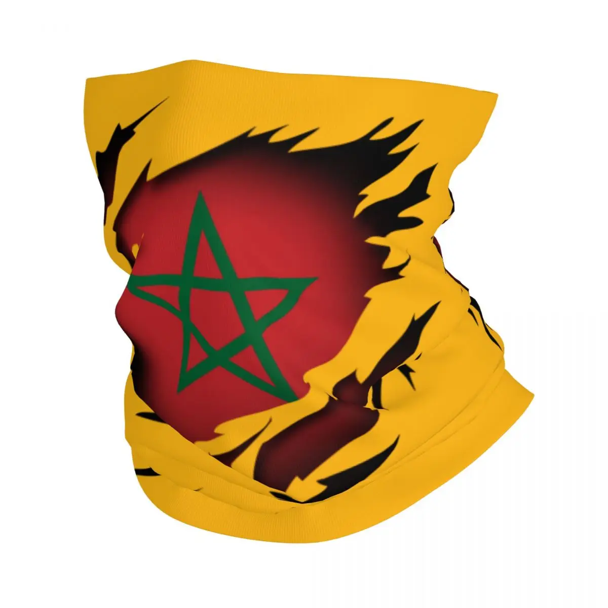 

Moroccan Torn Morocco Flag Winter Headband Neck Warmer Men Women Hiking Running Tube Scarf Face Bandana Gaiter