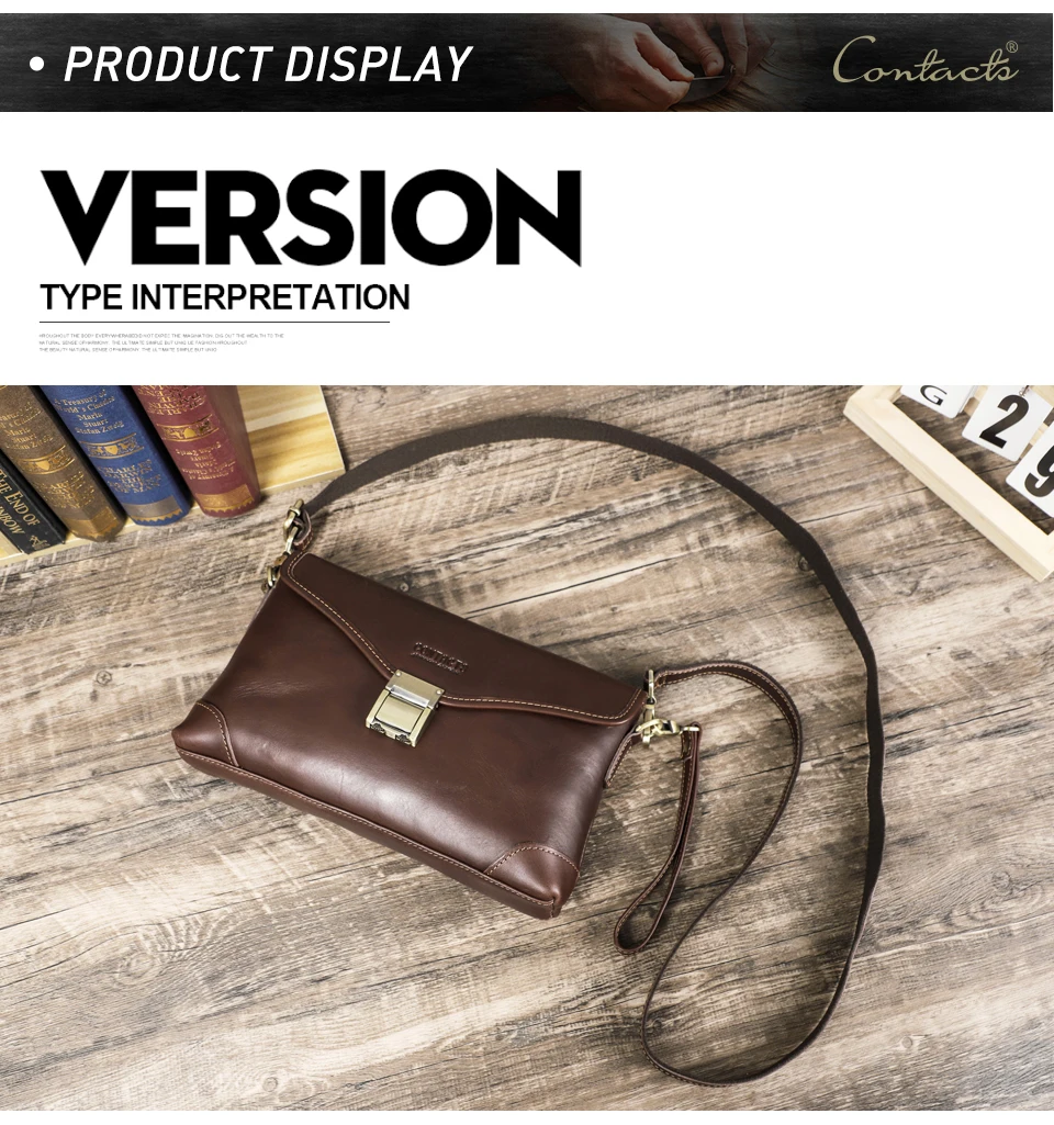 CONTACT'S Echtes Leder Männer Kleine Umhängetasche Passwort Lock Design Vintage Schulter Sling Telefon Tasche Männliche Kupplung Handtasche – Detail 10
