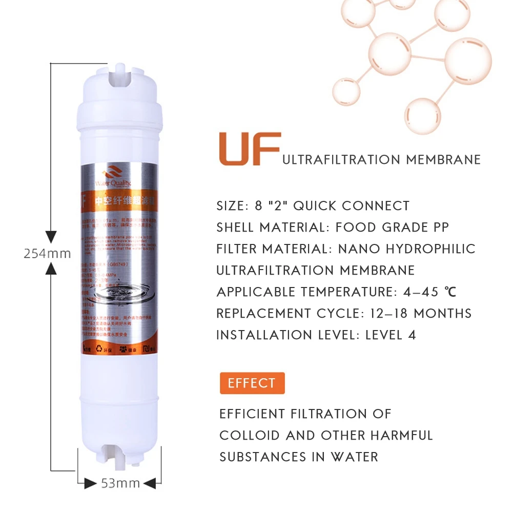 8Inch 1/4inch Water Purifier Filter Quick Connect Filter elements UF Ultrafiltration Membrane Integrated elements