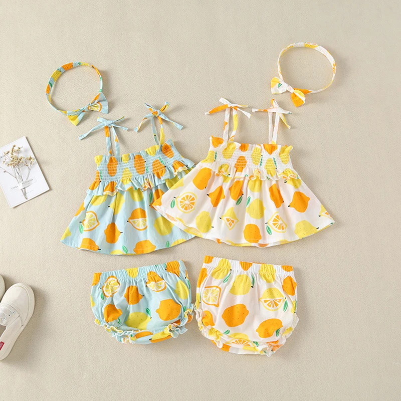 small baby clothing set	 Children's Baby Dress + shorts summer new cotton print girls suspender Dress Set Girls' set 2-piece set newborn baby clothing set