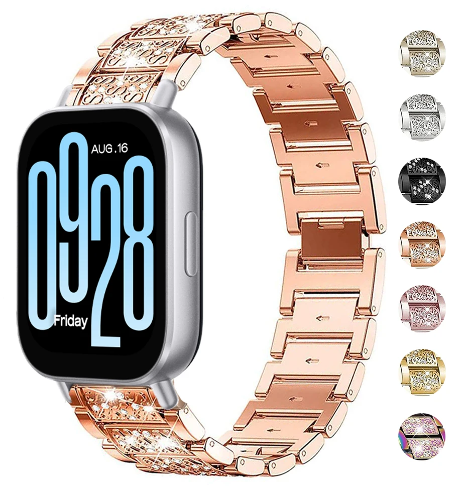 Elegant Diamond Bracelet Stainless Steel Strap for Women - Compatible with Popular Smartwatches