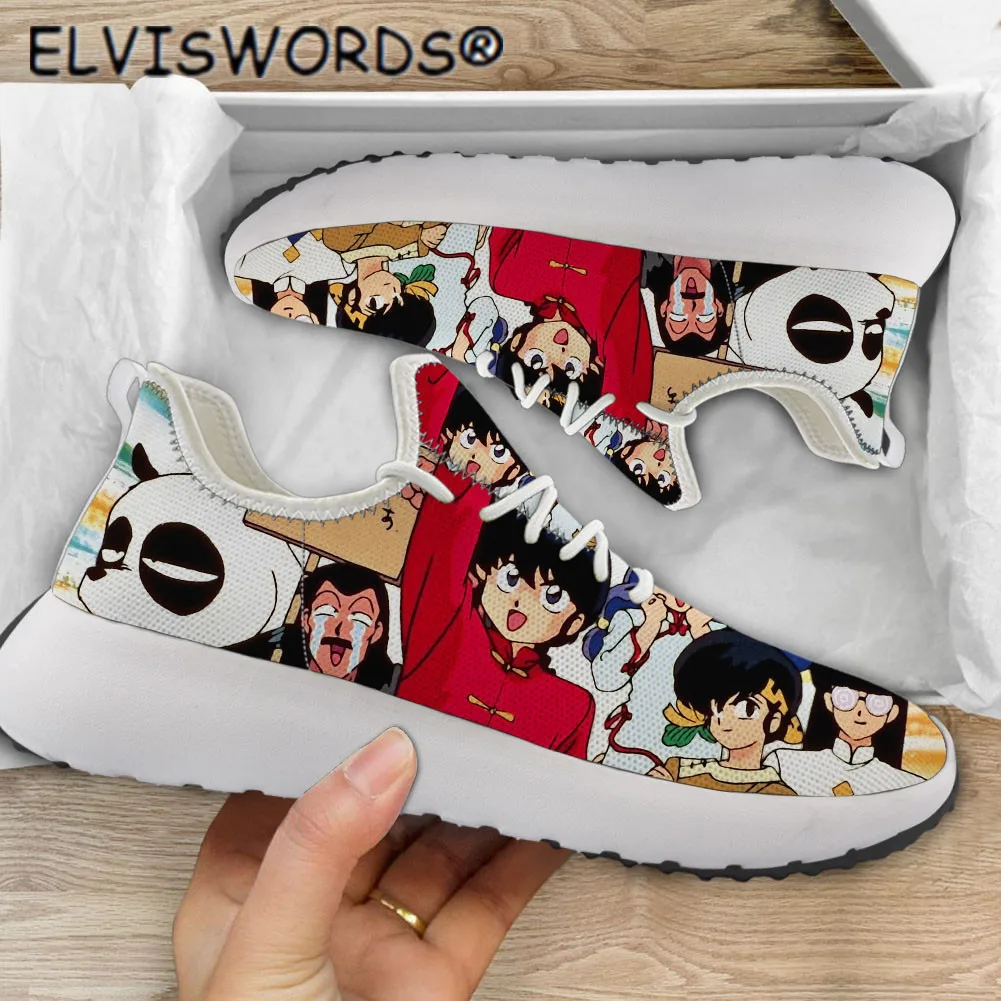 ELVISWORDS Ranma Дизайнерская обувь женская белая дышащая на плоской подошве