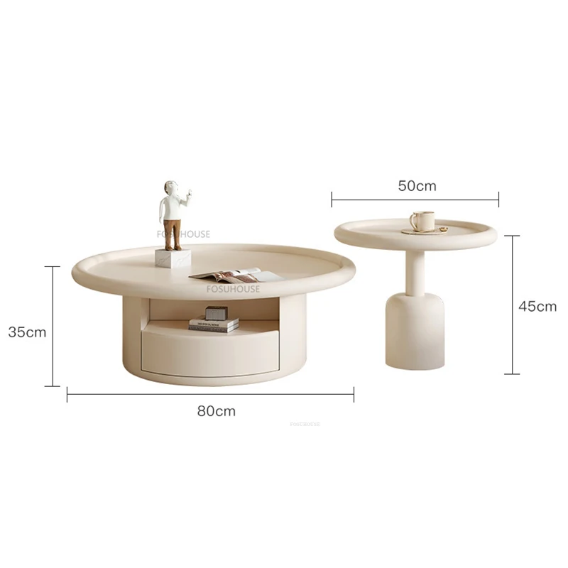 Nordic Solid Wood Coffee Tables for Caf&eacute; Furniture Side Table Living Room Light Luxury Cream Style Creative Upscale Tea Tables